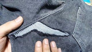 Как зашить дырку на джинсах между ног / ремонт джинсов