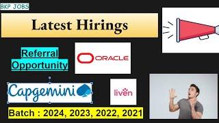 #69 Direct Referral Opportunity | Capgemini, Oracle Off Campus Hiring  | 2024, 2023, 2022 Batch