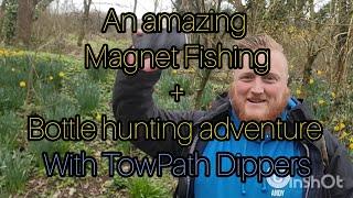 An Amazing magnet fishing and bottle hunting adventure with towpath dippers
