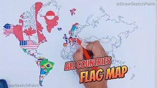 Drawing flag map of the world | All countries flags map