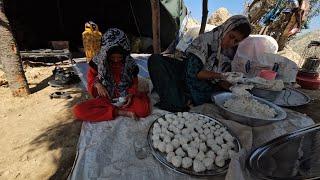 Nomadic daily life, preparation of fresh local dairy products, keshk and qar