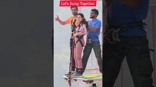 Who wants to do couple bungee | bungee jumping  cute couple in the world #shorts #adventure #fly