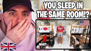 Brit Reacts to American College DORM TOUR!