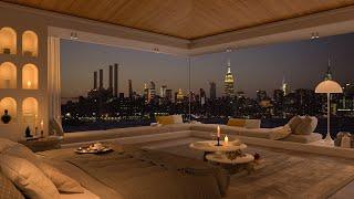 Skyline Jazz Haven - 4K Relaxing Retreat - Tranquil Bedroom with Evening Views  Tranquility