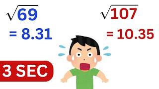 Square Root of Any Number in 3 seconds - Crazy Math Trick