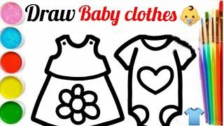 How to draw baby clothes for kids/drawing baby clothes/step by step drawing tutorial