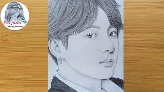 Pencil sketch Drawing of BTS (Jungkook) || Drawing Tutorial || Face Drawing  || 防弾少年団