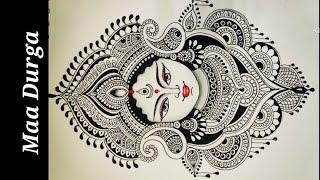 How to draw maa Durga face using mandala art/Navratri special drawing of Maa Durga face