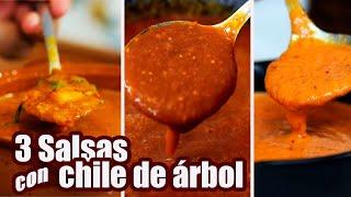 SALSAS con CHILE de ARBOL | 3 RECETAS | JUS PALTA - Comida Casera