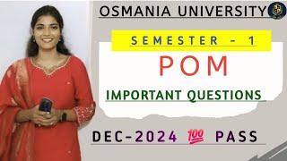 POM || PRINCIPLES OF MANAGEMENT || BBA || SEMESTER  -1 || IMPORTANT QUESTIONS || @shivanipallela