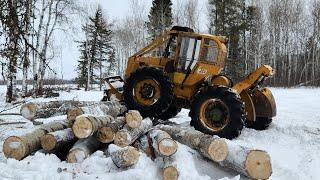 Retro Clark 664C Skidder Winter Poplar Salvage