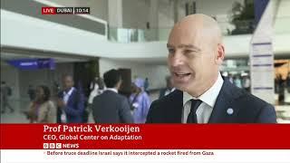 Patrick Verkooijen, CEO of Global Center on Adaptation on BBC World during COP28 in Dubai