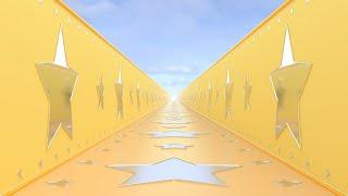 Endless Gold Hallway Corridor And Reflective Shiny Star Shape Mirrors 4K DJ Visuals Loop Background