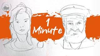 6 Portraits in 6 Minutes - 1 Minute Portrait Sketch Challenge