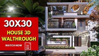 30x30 3bhk modern house plan | 9x9 Meters | House plan 3D Walkthrough || DV Studio