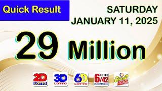 JANUARY 11, 2025 - Saturday ( PCSO Lotto Daily Result )