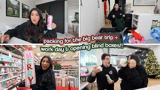 PACKING FOR BIG BEAR!! Opening Blind Boxes & Work Day! Vlogmas Day 3