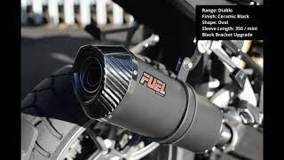 BMW R1250GS / Adventure 2018+ Diablo Ceramic Black Oval Mini Fuel Exhaust with Black Bracket Upgrade