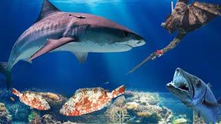 Spearfishing In The Middle Of The Ocean  With TIGER Sharks, Blacktip Sharks Land Nowhere To Be Found