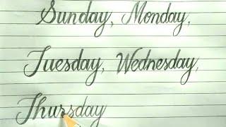 Cursive-Calligraphy handwriting | sunday, Monday learn cursive-Calligraphy | RUA sign writing