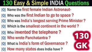 130 Easy & Simple INDIA Questions and Answers | India General Knowledge Questions and Answers Quiz