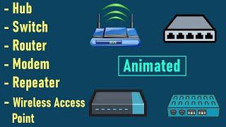 Network Devices Explained(Animated): What is a Hub, Switch, Router, Modem & Wireless Access Point