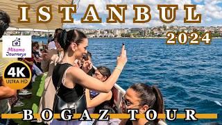 Istanbul 4K Walking Tour | Summer Bosphorus Ferry Tour & Eminonu Famous Attractions | August 2024