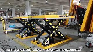 2units Nostec hydraulic lift table lifting together