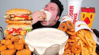 Creamy Alfredo Sauce With Burger King • MUKBANG