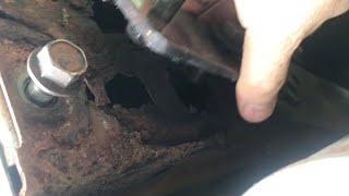 repairing RUSTED “car frame” (unibody) welding steel plates on