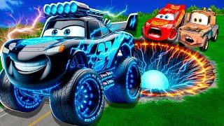 Electric Storm Pit Transform Lightning McQueen & Miss Fritter, Big & Small Pixar Cars! Beam.NG Drive