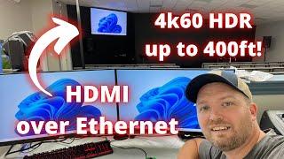 How to connect HDMI over long distances. OREI HDMI over Ethernet extender with 4k60 HDR.