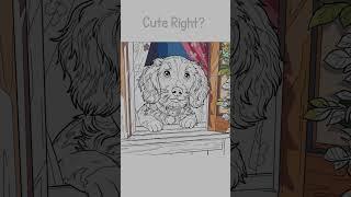 Coloring a Cute Puppy in the Window  | Relaxing Timelapse #happycolor