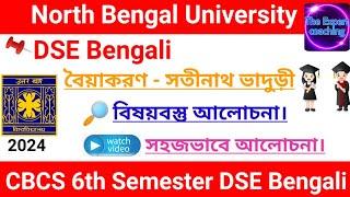 CBCS 6th Semester DSE Brngali - বৈয়াকরণ - সতীনাথ ভাদুড়ি - বিষয়বস্তু আলোচনা/NBU//2024//অবশ্যই দেখো