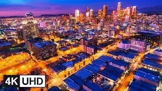  4K Drone | Los Angeles, California Travel Time Lapse: Night Downtown, Hollywood, Santa Monica