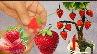 Handmade strawberry  bonsai  making only 5 minutes