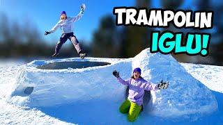 Wir bauen ein RIESEN TRAMPOLIN IGLU! (mit Übernachtung!)