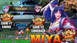 Deadly Marksman Miya Double MVP Gameplay - Top 1 Global Miya by TT:Sapphireditmlbb - Mobile Legends