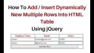 dynamic html table rows and columns creation using jquery 3.3.1