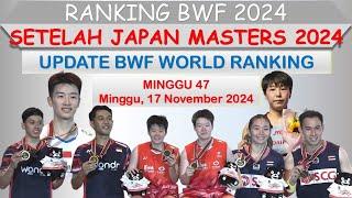 Ranking BWF 2024 │ Setelah Japan Masters 2024 │