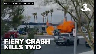 2 dead after fiery crash involving car, garbage truck near North Las Vegas Airport