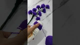 DIY || easy tutorial making woolen flowers || membuat bunga dari benang wol #shorts #benangwol