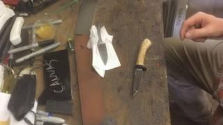 Cleaning a stained carbon steel knife.