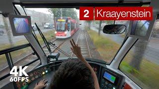 Bad weather ahead! |  HTM Line 2 |  The Hague | 4K Tram Cabview | Siemens Avenio