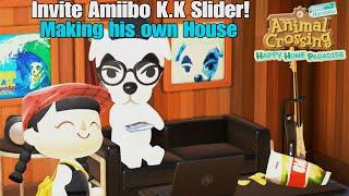 Animal Crossing NH Happy Home Paradise - Invite Amiibo K.K Slider & Making his Own House!