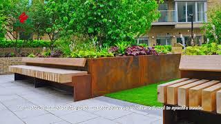 Outdoor Corten Steel Landscape Planter Pot #planter #outdoordecor