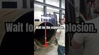 Heating and shaping a deformed pipe #welding