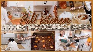 FALL KITCHEN DECORATE, COOK & BAKE WITH ME |Cozy Fall Decor Ideas, Fall Recipes + Meal Prep *asmr*