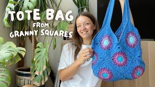  TOTE BAG FROM GRANNY SQUARES | beginner friendly crochet tutorial