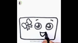 HOW TO DRAW A CUTE MAKEUP BRUSHES BAG, Ellora Art & Craft